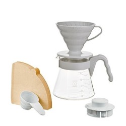 Hario V60 Server Set – Jarra de vidrio con color gris pálido para café